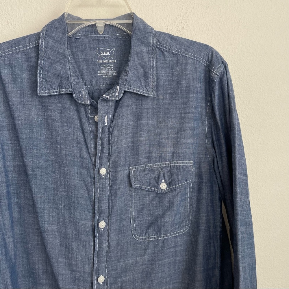 SKU Save Khaki United Heather Button Down Long Sleeve Shirt